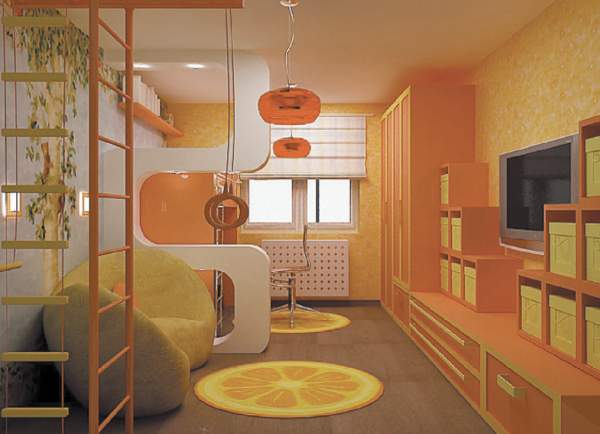 Детская в оранжевых тонах